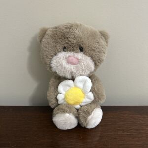 The Card Factory Hugs Plush Teddy Bear Holding White & Yellow Flower 8"